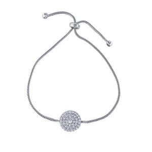 CZ Circle Slider Bracelet | Sterling Silver 925 | Adjustable Up To 9"